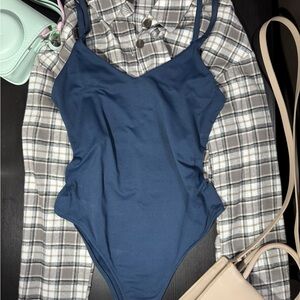 Zara Blue Bodysuit Stretchy S P elegant feminine
